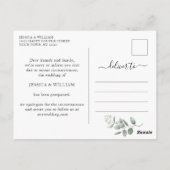 Ändern Sie das Datum der Eukalyptus-Hochzeit Postkarte (Rückseite)