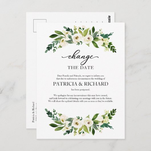 Ändern Sie das Datum der Hochzeit im Grünen Postkarte (Vorne/Hinten)