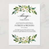 Ändern Sie das Datum der Hochzeit im Grünen Postkarte (Vorderseite)