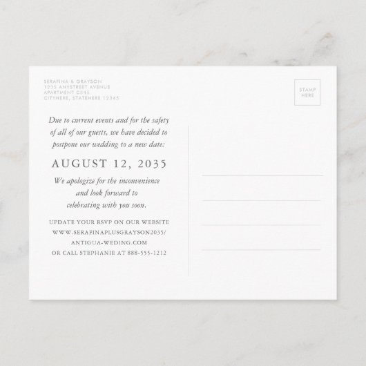 Ändern Sie das Datum der Hochzeit von Starfish Rus Ankündigungspostkarte (Rückseite)