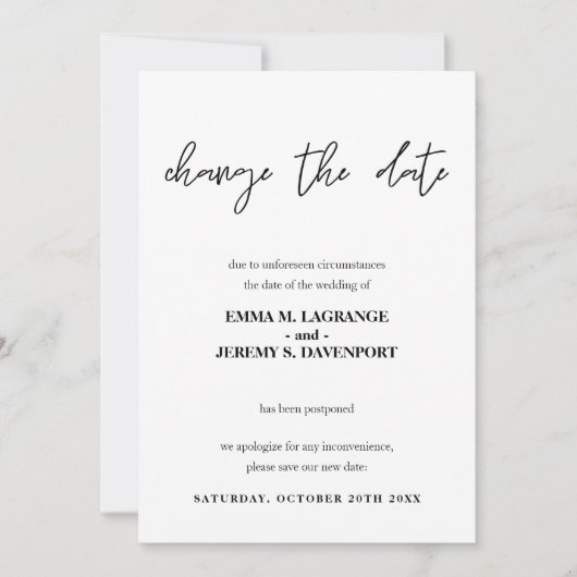 Ändern Sie das Datum der Hochzeitsankündigung Save The Date (Vorderseite)