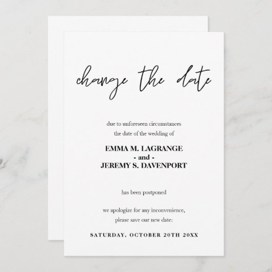 Ändern Sie das Datum der Hochzeitsankündigung Save The Date (Vorne/Hinten)