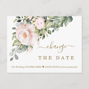 Ändern Sie das Datum der rosa Blume Hochzeit Postkarte