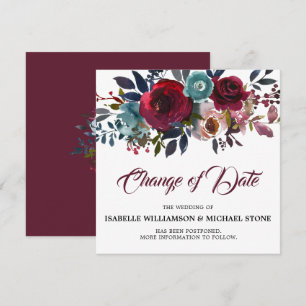 Ändern Sie das Datum der Roten Burgundy-Blumenhoch Einladung