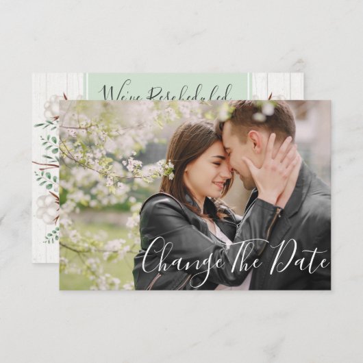 Ändern Sie das Datum der rustikalen Südhochzeitfot Einladung (Vorne/Hinten)