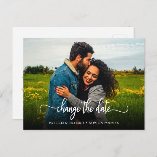 Ändern Sie das Datum der verspäteten Hochzeit Postkarte (Vorne/Hinten)