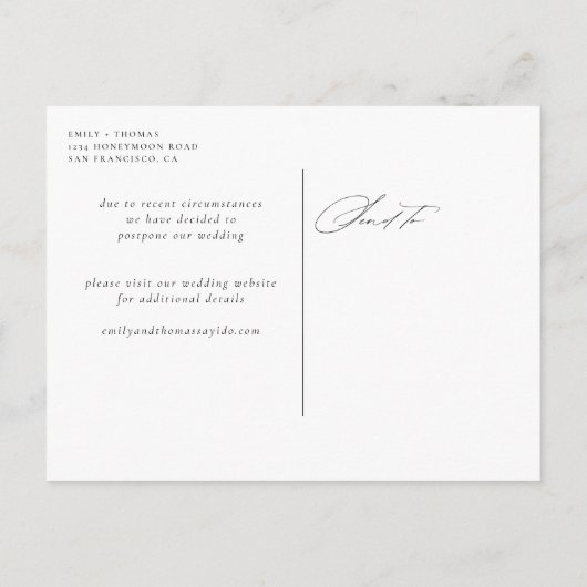 Ändern Sie das Datum der vollen Hochzeit des Fotos Ankündigungspostkarte (Rückseite)