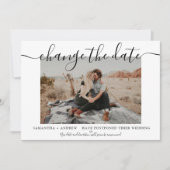Ändern Sie das Datum des modernen Fotos der weißen Save The Date (Vorderseite)
