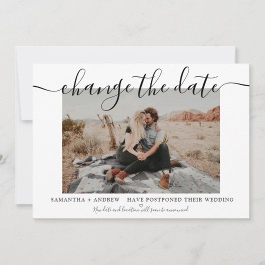 Ändern Sie das Datum des modernen Fotos der weißen Save The Date (Vorderseite)