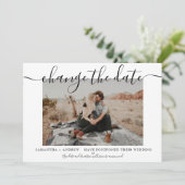 Ändern Sie das Datum des modernen Fotos der weißen Save The Date (Stehend Vorderseite)