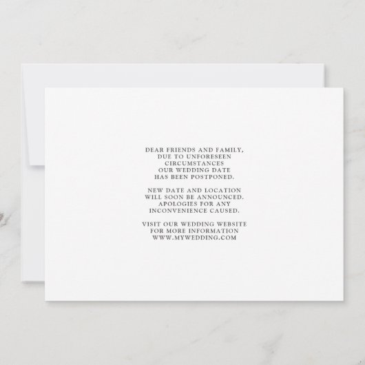 Ändern Sie das Datum des modernen Fotos der weißen Save The Date (Rückseite)