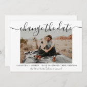 Ändern Sie das Datum des modernen Fotos der weißen Save The Date (Vorne/Hinten)