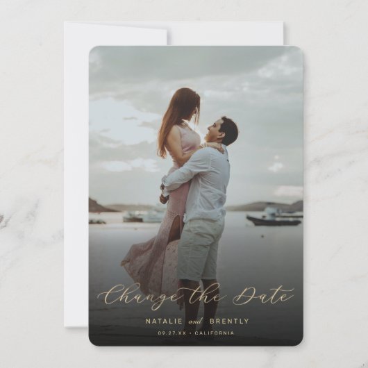 Ändern Sie das Datum des neuen Hochzeitdatums mit  Save The Date (Vorderseite)