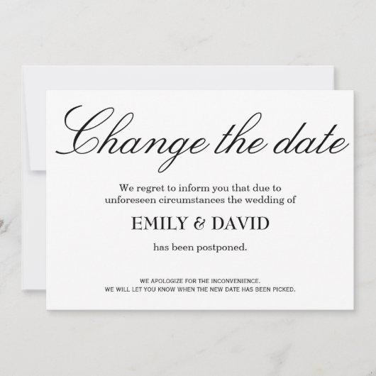 Ändern Sie das Datum elegant und minimal Einladung (Vorderseite)