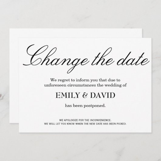 Ändern Sie das Datum elegant und minimal Einladung (Vorne/Hinten)