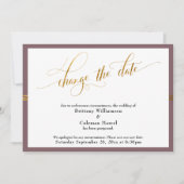 Ändern Sie das Datum Eleganter Mauve mit Gold Stri Einladung (Vorderseite)