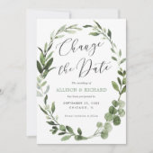 Ändern Sie das Datum Eucalyptus Wreath grüne einfa Einladung (Vorderseite)