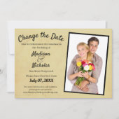 Ändern Sie das Datum Foto Hochzeit Tan Brown Perch Save The Date (Vorderseite)