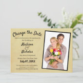 Ändern Sie das Datum Foto Hochzeit Tan Brown Perch Save The Date (Stehend Vorderseite)