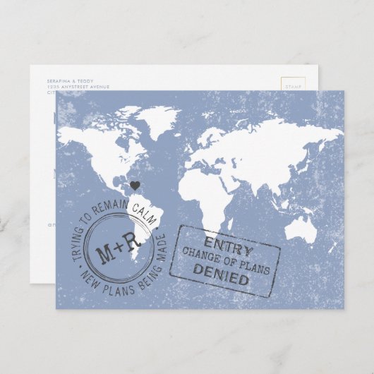 Ändern Sie das Datum Funny Modern Hochzeit in Urla Ankündigungspostkarte (Vorne/Hinten)