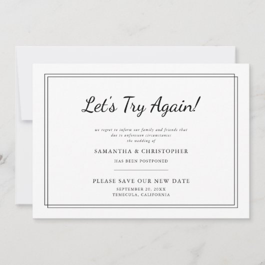 Ändern Sie das Datum Hochzeit Lass es uns noch ein Ankündigung (Vorderseite)