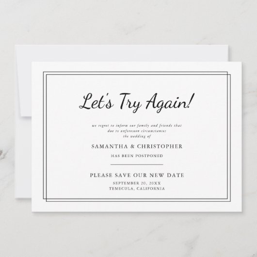 Ändern Sie das Datum Hochzeit Lassen Sie uns noch  Ankündigung (Vorderseite)