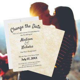 Ändern Sie das Datum Hochzeit verschoben Beige Per Save The Date
