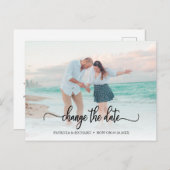 Ändern Sie das Datum Hochzeit verschoben Chic Scri Postkarte (Vorne/Hinten)