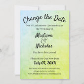 Ändern Sie das Datum Hochzeit verschoben grünes Pe Save The Date (Vorderseite)