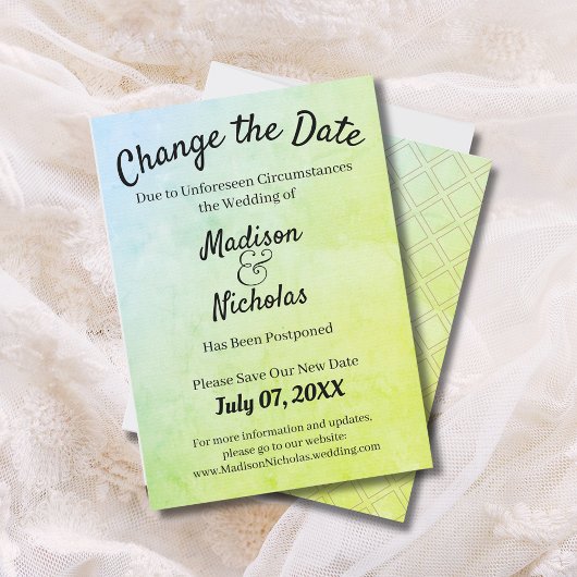 Ändern Sie das Datum Hochzeit verschoben grünes Pe Save The Date