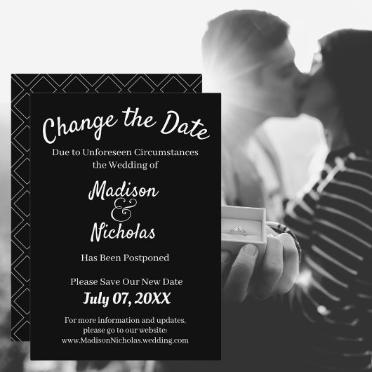 Ändern Sie das Datum Hochzeit verschoben Minimalis Save The Date