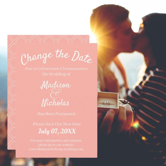 Ändern Sie das Datum Hochzeit verschoben Minimalis Save The Date