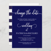 Ändern Sie das Datum Hochzeit verschoben Navy Blue Einladung (Vorne/Hinten)