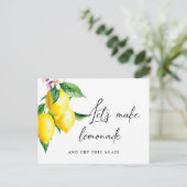 Ändern Sie das Datum Hochzeit Wasserfarben Zitrone Postkarte (Stehend Vorderseite)