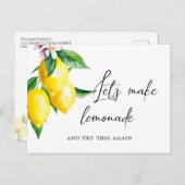 Ändern Sie das Datum Hochzeit Wasserfarben Zitrone Postkarte (Vorne/Hinten)