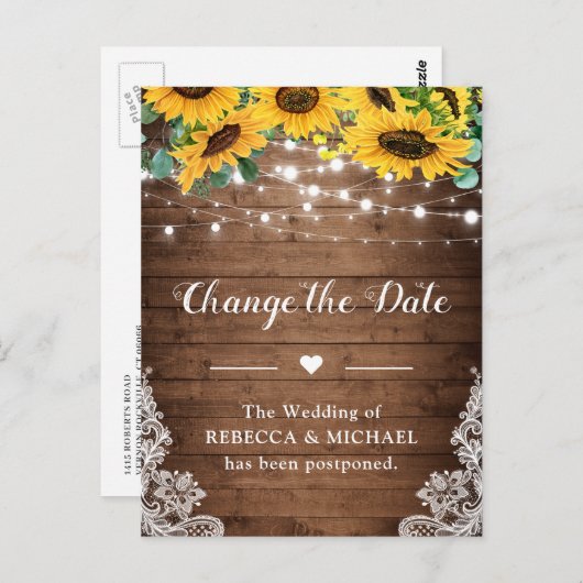 Ändern Sie das Datum Land Sonnenblumen und Streich Postkarte (Vorne/Hinten)