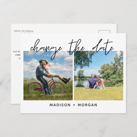 Ändern Sie das Datum Multi-Foto Ankündigungspostkarte (Vorne/Hinten)