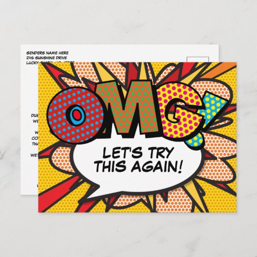 Ändern Sie das Datum Neuer Plan Modernes Fun Comic Ankündigungspostkarte (Vorne/Hinten)