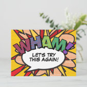 Ändern Sie das Datum Neuer Plan Modernes Fun Comic Einladung (Stehend Vorderseite)