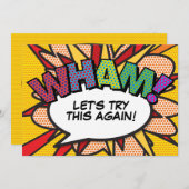 Ändern Sie das Datum Neuer Plan Modernes Fun Comic Einladung (Vorne/Hinten)