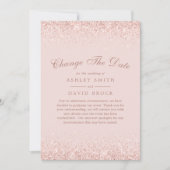 Ändern Sie das Datum Rose Gold Confetti Blush Pink Save The Date (Vorderseite)
