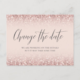 Ändern Sie das Datum Rose Gold rosa Glitzer Bat Mi Postkarte