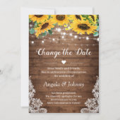 Ändern Sie das Datum rustikale Sonnenblumen String Einladung (Vorderseite)