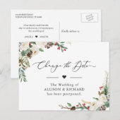 Ändern Sie das Datum Rustikale Winterflor Postponi Postkarte (Vorne/Hinten)