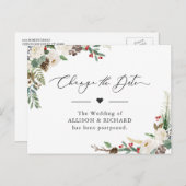 Ändern Sie das Datum Rustikale Winterflora verscho Postkarte (Vorne/Hinten)