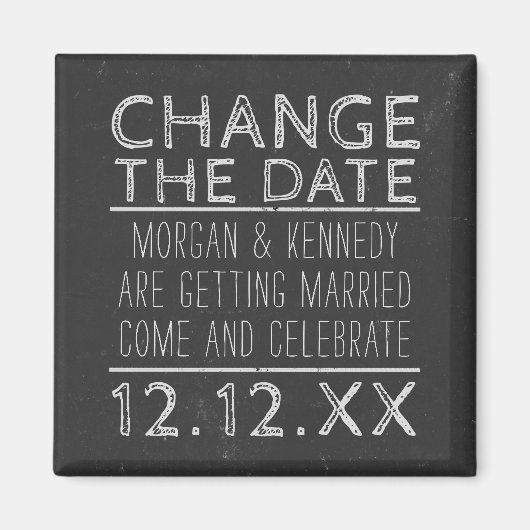Ändern Sie das Datum Schwarz/Weiß Hochzeitsmagazin Magnet (Vorne)