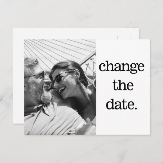 Ändern Sie das Datum Schwarz-weißes Foto Einfache  Postkarte (Vorne/Hinten)