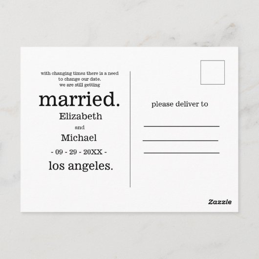 Ändern Sie das Datum Schwarz-weißes Foto Einfache Postkarte (Rückseite)