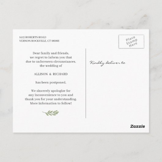 Ändern Sie das Datum Script Red White Floral Eukal Postkarte (Rückseite)