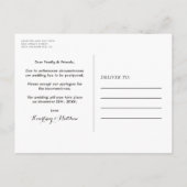 Ändern Sie das Datum Tropical Beach Heart Shore Ankündigungspostkarte (Rückseite)